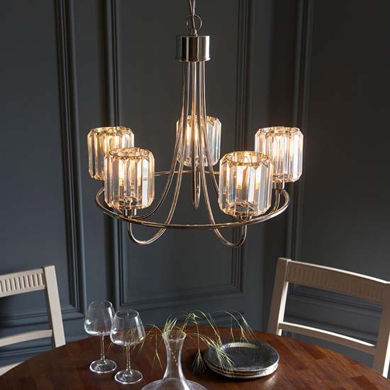 Belluno 5 Lights Semi Flush Ceiling Light In Bright Nickel