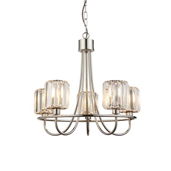 Belluno 5 Lights Semi Flush Ceiling Light In Bright Nickel