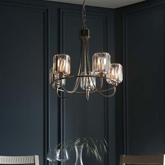 Read more about Belluno 5 lights semi flush ceiling light in bright nickel