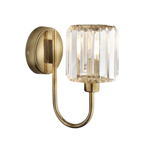 Belluno Clear Glass Shade Wall Light In Antique Brass