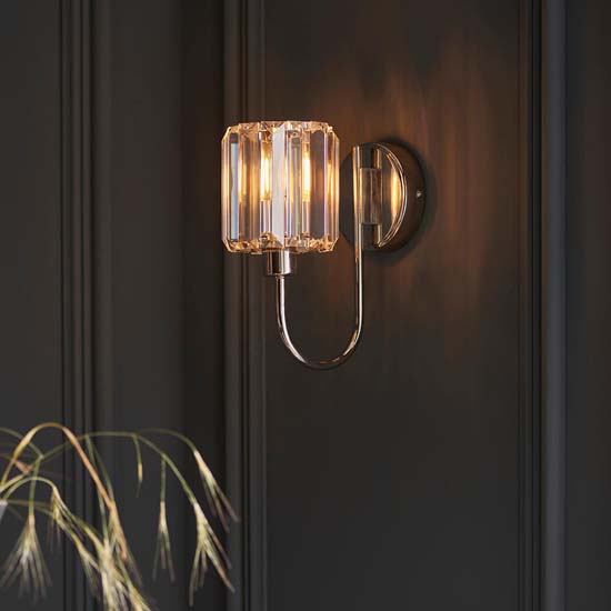 Belluno Clear Glass Shade Wall Light In Bright Nickel