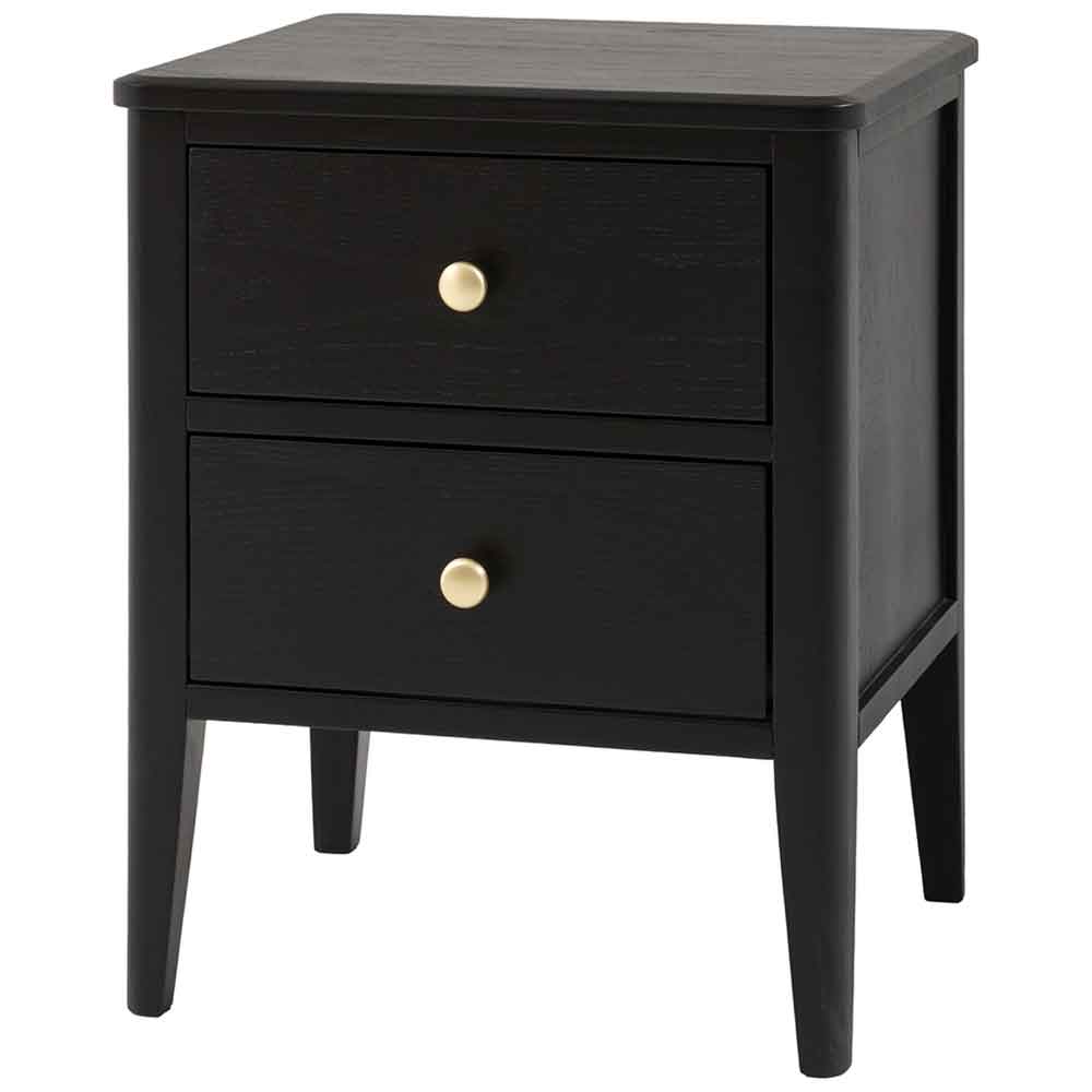 Bellville Wooden Bedside Cabinet With 2 Drawers In Black