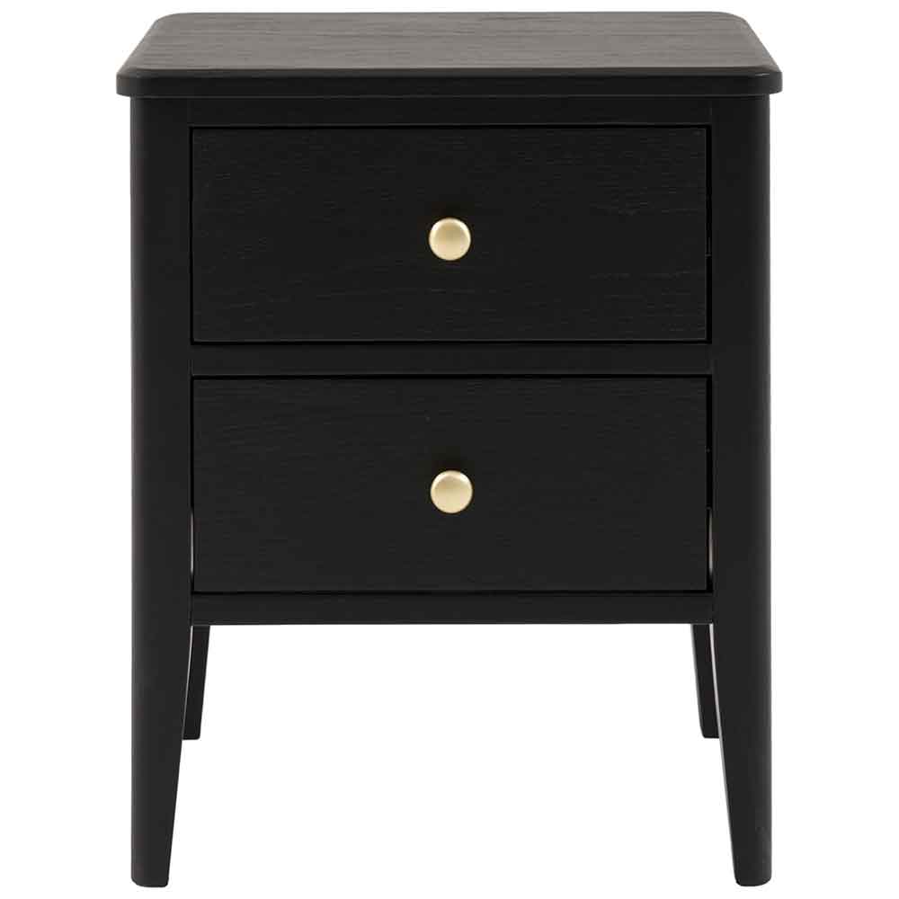 Bellville Wooden Bedside Cabinet With 2 Drawers In Black