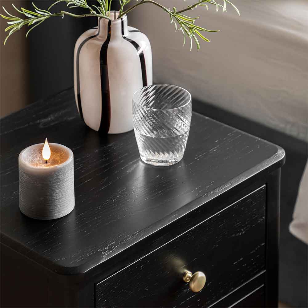 Bellville Wooden Bedside Cabinet With 2 Drawers In Black