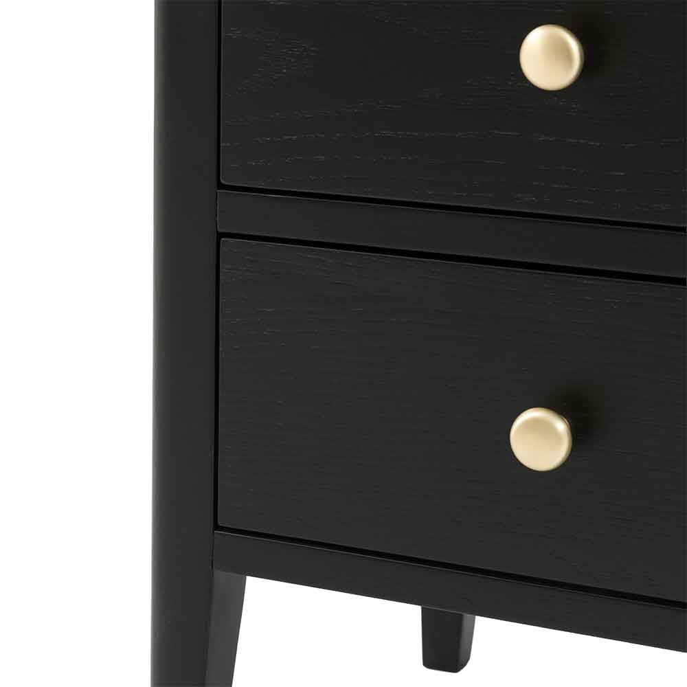 Bellville Wooden Bedside Cabinet With 2 Drawers In Black