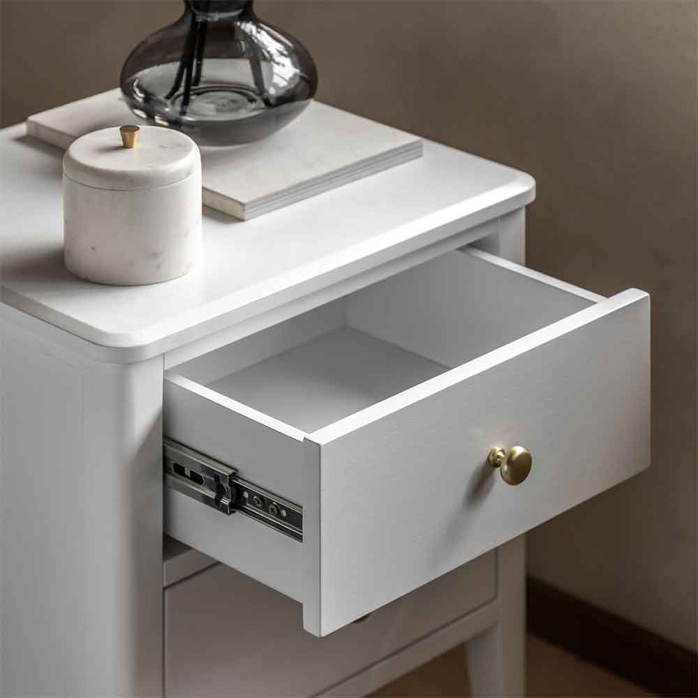 Bellville Wooden Bedside Cabinet With 2 Drawers In White