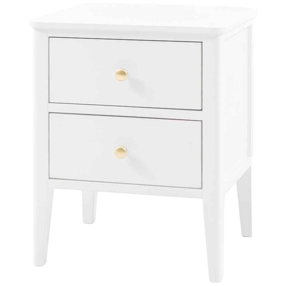 Bellville Wooden Bedside Cabinet With 2 Drawers In White