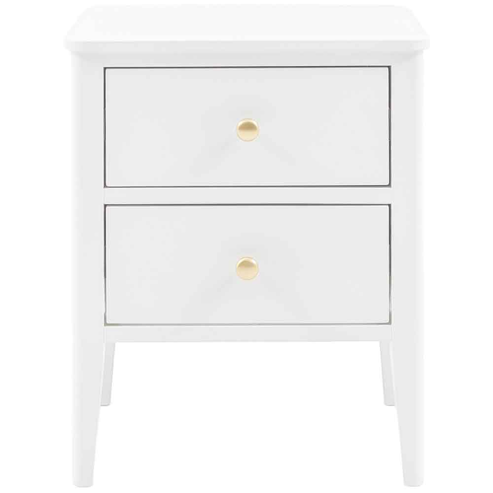Bellville Wooden Bedside Cabinet With 2 Drawers In White