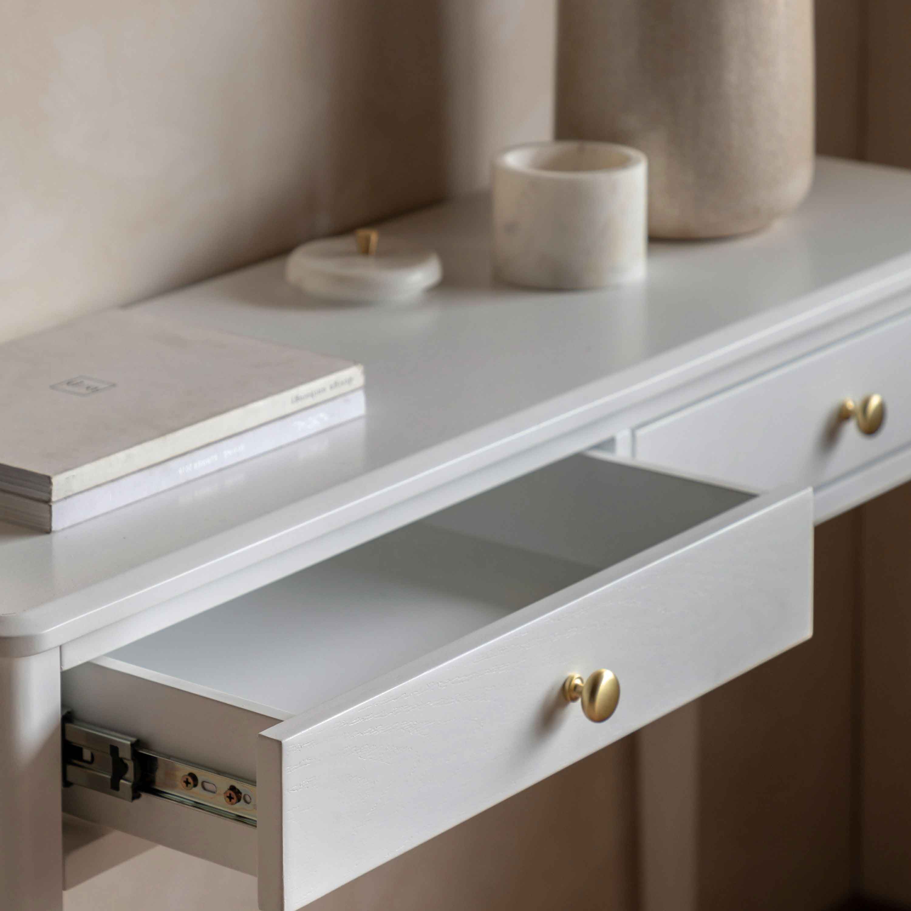 Bellville Wooden Console Table With 2 Drawers In White