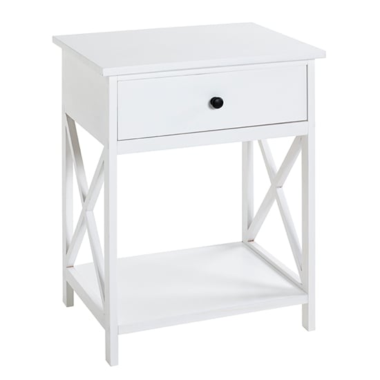 Product photograph of Bellvue Wooden 1 Drawer End Table With Shelf In White from Furniture in Fashion