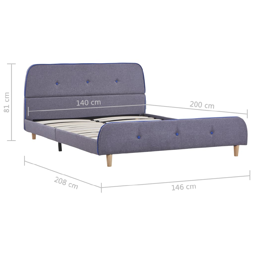 Bellvue Fabric Double Bed In Light Grey