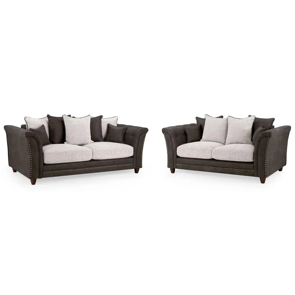 Read more about Bellvue faux leather 3+2 seater sofa set in grey