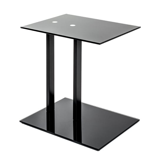 Bellvue Glass Top End Table With Metal Base In Black_2
