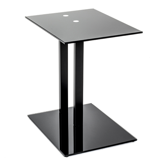 Bellvue Glass Top End Table With Metal Base In Black_3