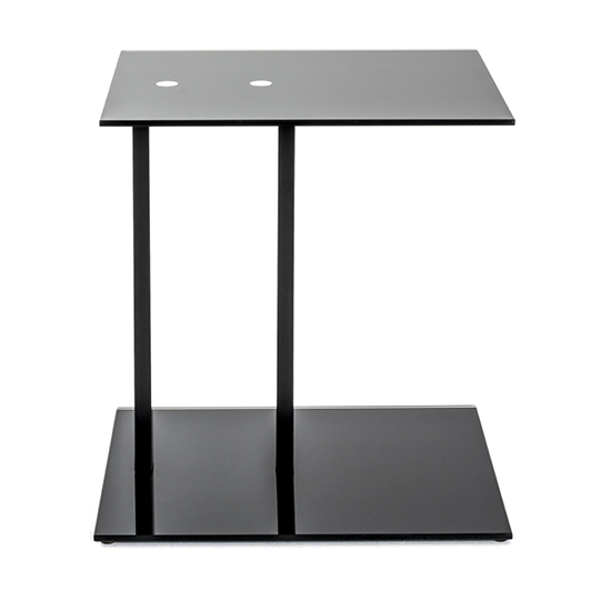 Bellvue Glass Top End Table With Metal Base In Black_5