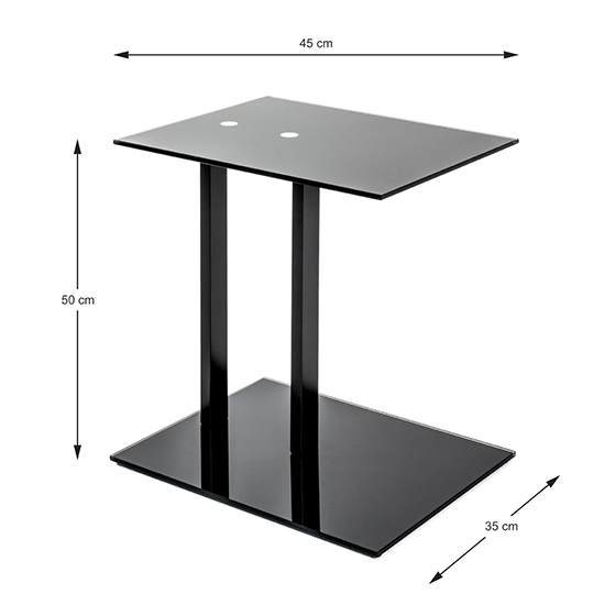 Bellvue Glass Top End Table With Metal Base In Black_6