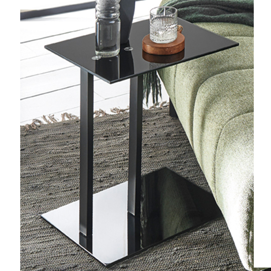 Read more about Bellvue glass top end table with metal base in black