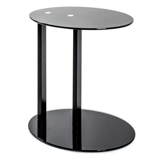 Bellvue Oval Glass Top End Table With Metal Base In Black_2