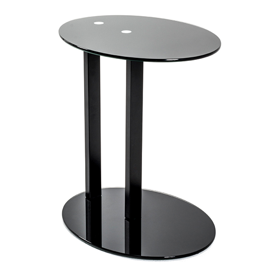 Photo of Bellvue oval glass top end table with metal base in black