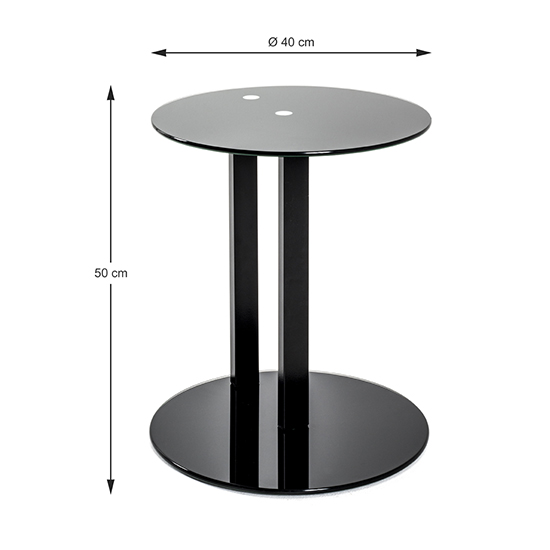Bellvue Round Glass Top End Table With Metal Base In Black_5