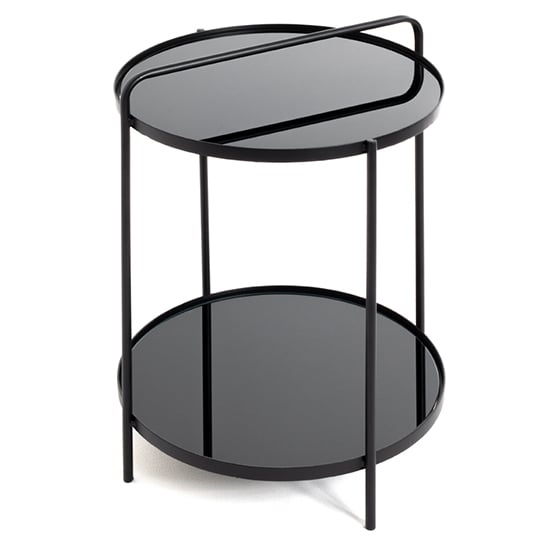 Bellvue Round Glass Top End Table With Undershelf In Black_2