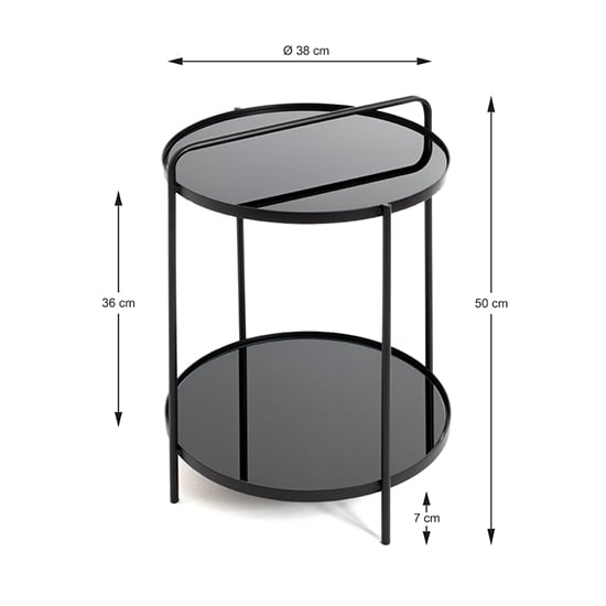 Bellvue Round Glass Top End Table With Undershelf In Black_3