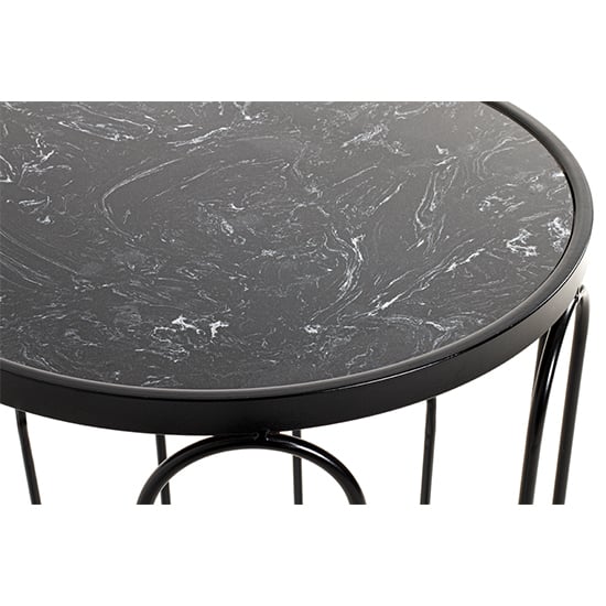 Bellvue Round Marble End Table With Metal Base In Black_4