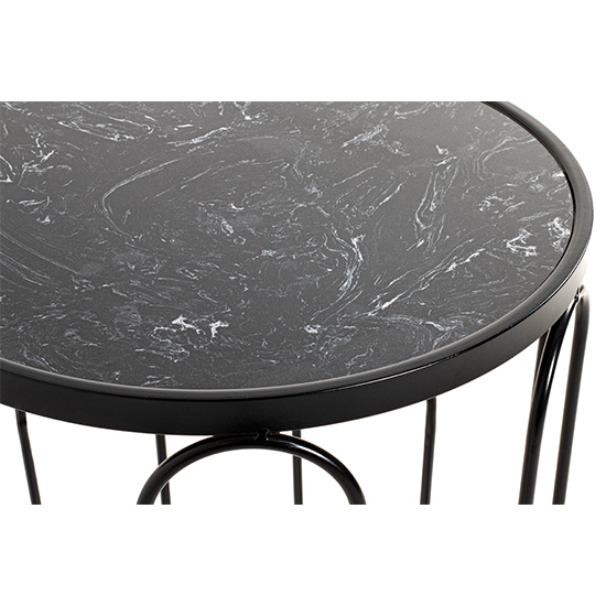 Bellvue Round Marble End Table With Metal Base In Black Furniture in