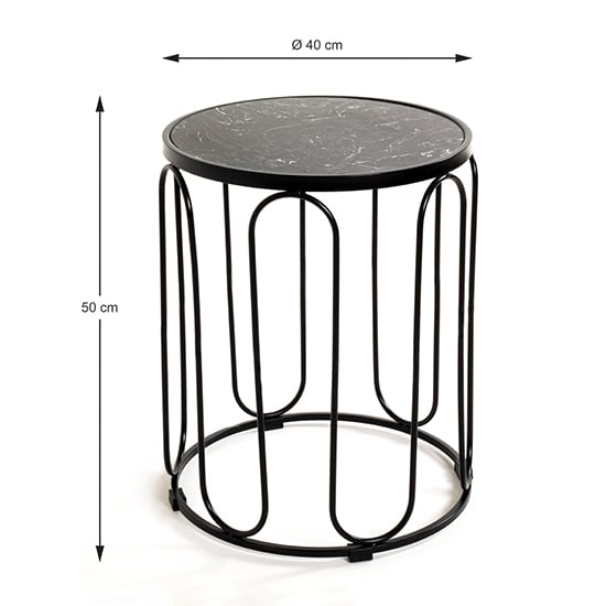Bellvue Round Marble End Table With Metal Base In Black_5
