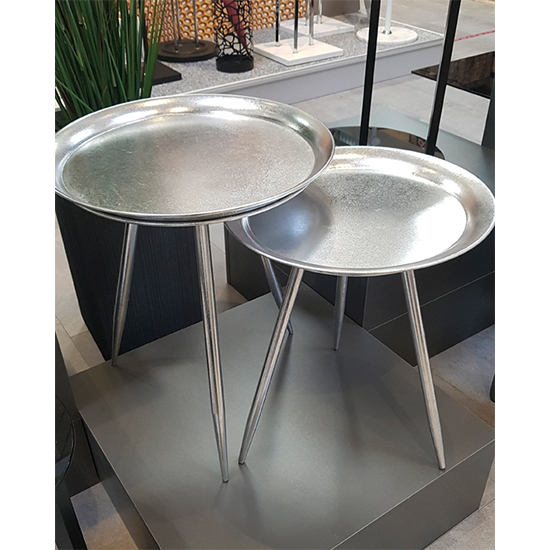 Bellvue Round Metal End Table In Silver_4