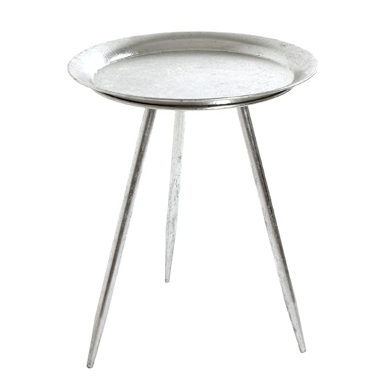 Product photograph of Bellvue Round Metal End Table In Silver from Furniture in Fashion