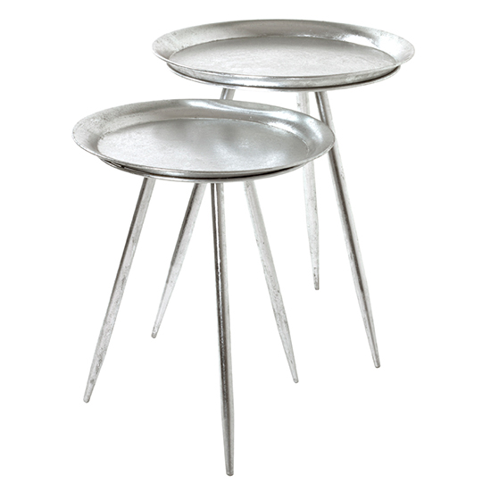 Bellvue Round Metal Set Of 2 End Tables In Silver_3