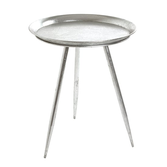 Bellvue Tall Round Metal End Table In Silver