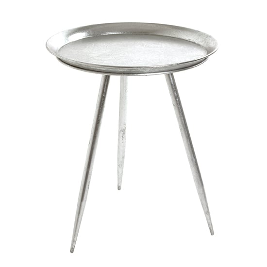 Photo of Bellvue tall round metal end table in silver