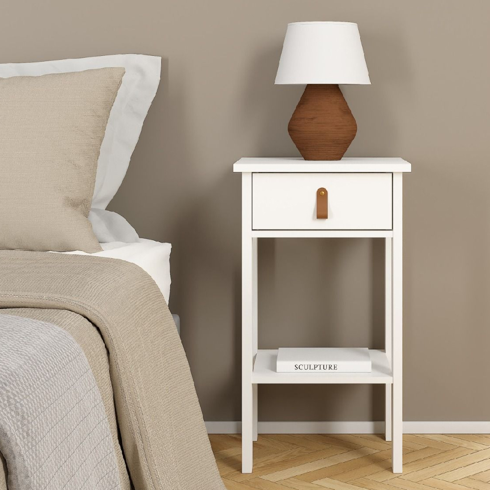Read more about Belmar wooden bedside cabinet with 1 drawer in white