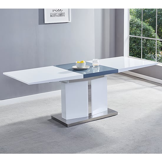 Belmonte Extendable Dining Table Large In White And Grey Gloss_1