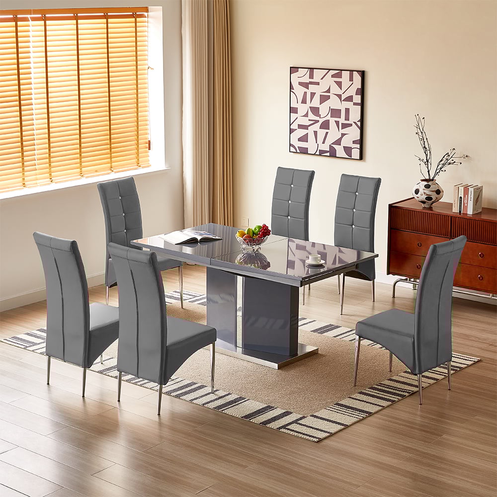Read more about Belmonte grey extending dining table large 6 vesta grey chairs