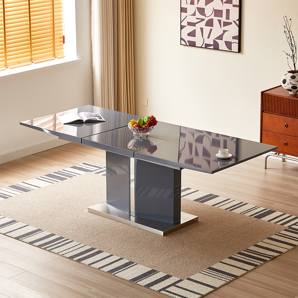 Belmonte Grey Extending Dining Table Large 8 Ravenna Grey Chairs