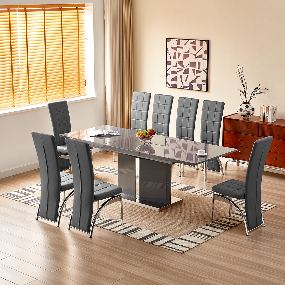 Read more about Belmonte grey extending dining table large 8 ravenna grey chairs