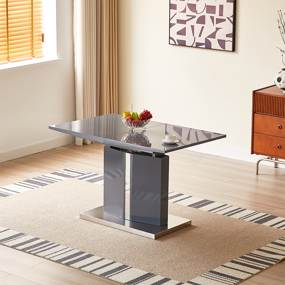 Belmonte Grey Extending Dining Table Small 4 Demi Z Grey Chairs