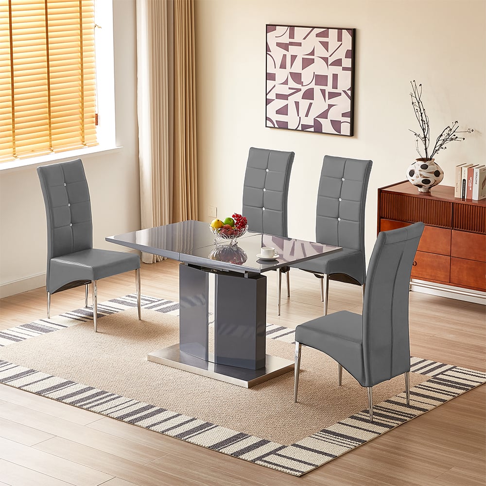 Read more about Belmonte grey extending dining table small 4 vesta grey chairs