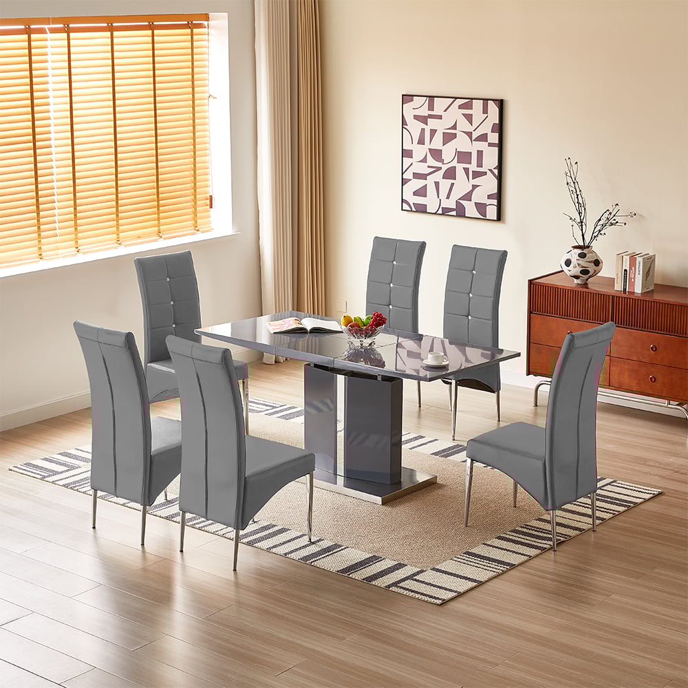 Read more about Belmonte grey extending dining table small 6 vesta grey chairs