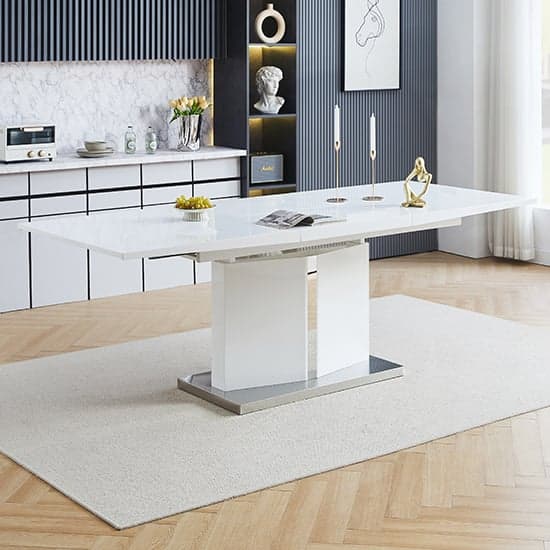 Product photograph of Belmonte High Gloss Extending Dining Table Large In White from Furniture in Fashion