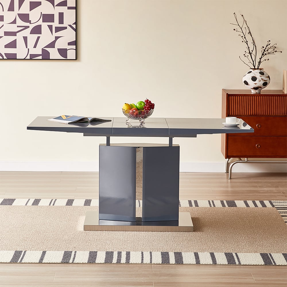 Belmonte High Gloss Extending Dining Table Small In Grey