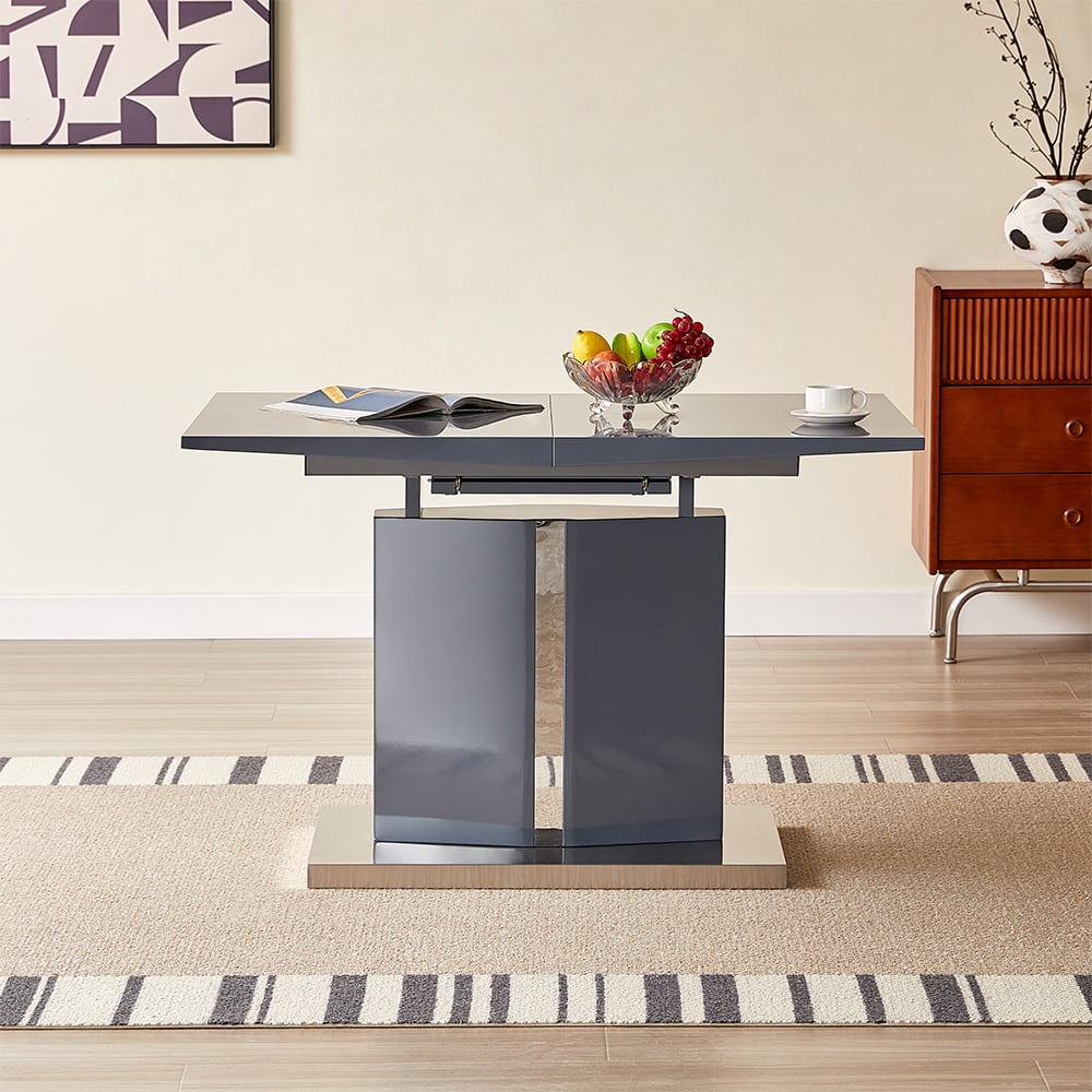 Belmonte High Gloss Extending Dining Table Small In Grey