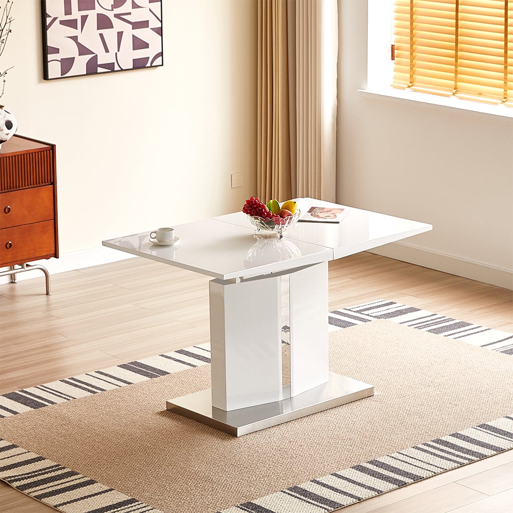 Belmonte High Gloss Extending Dining Table Small In White