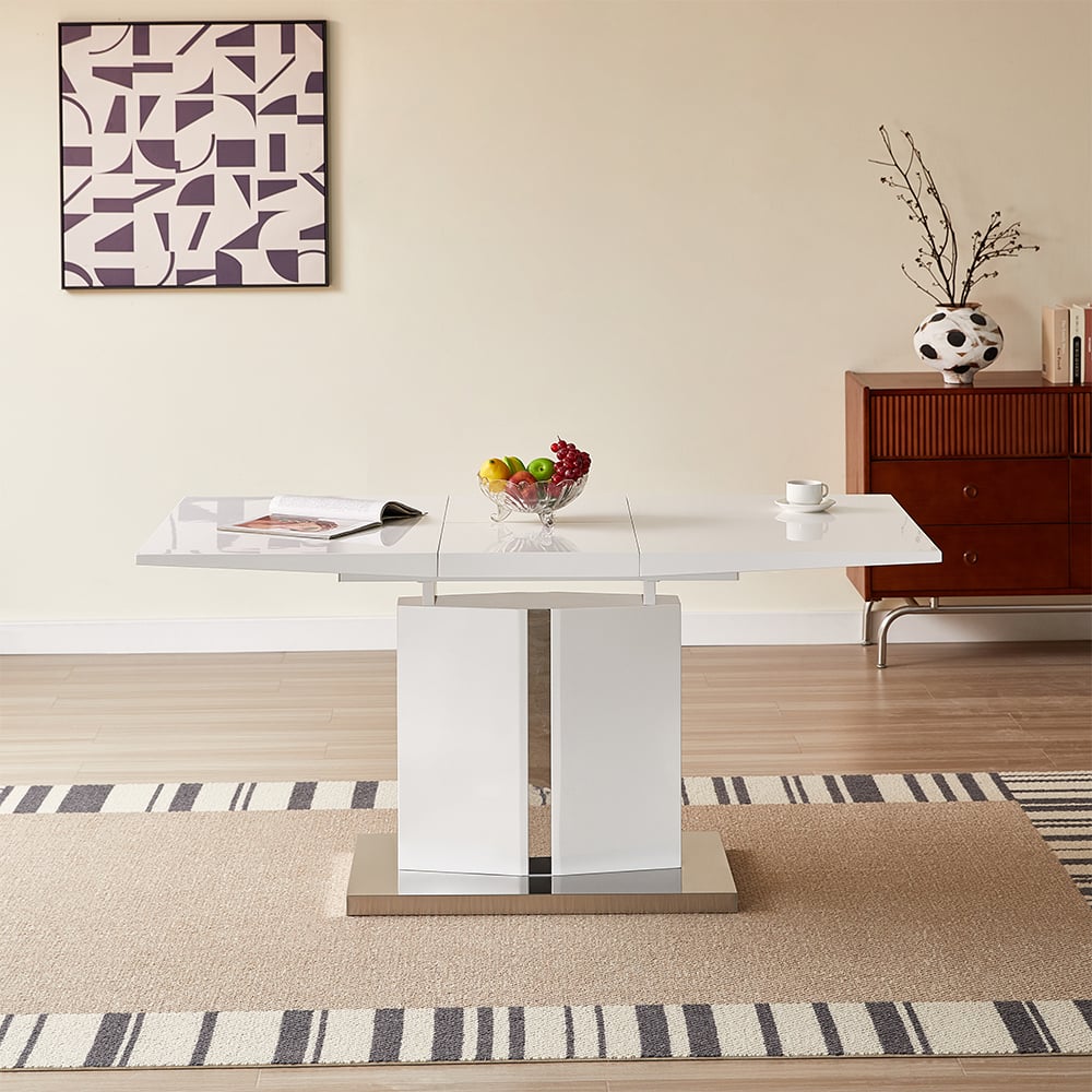 Belmonte High Gloss Extending Dining Table Small In White