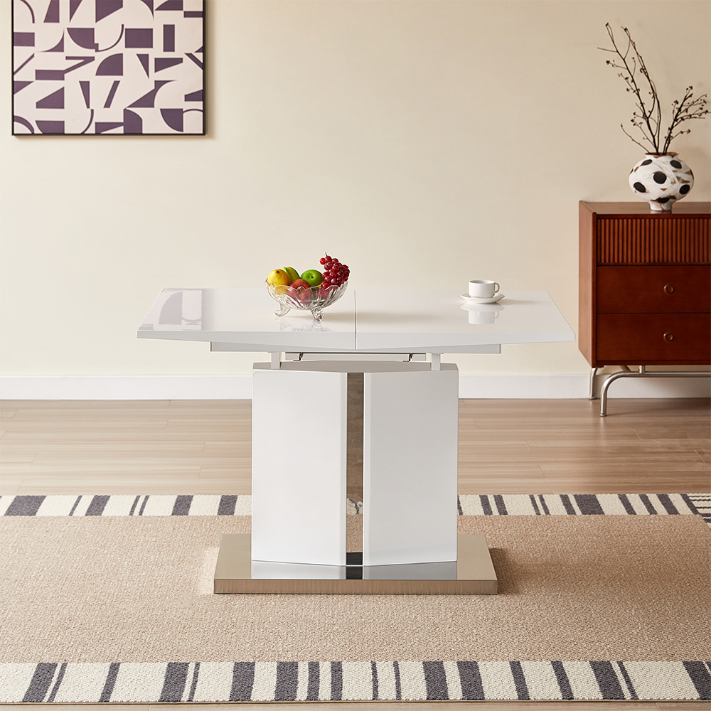 Belmonte High Gloss Extending Dining Table Small In White