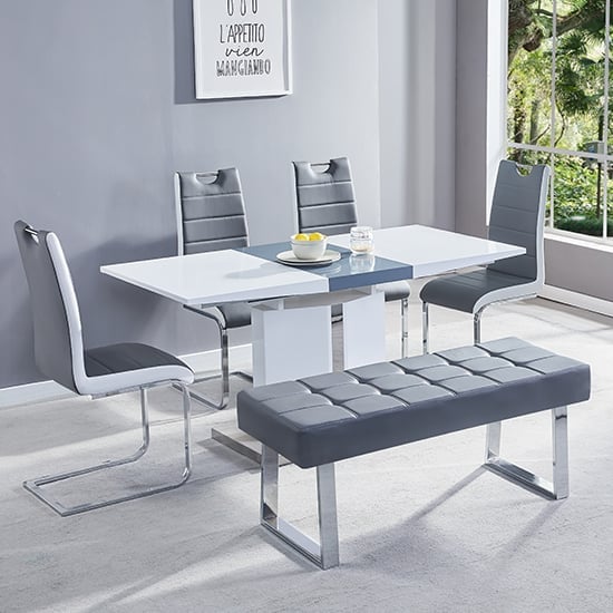 Product photograph of Belmonte Small Extending Dining Table 4 Petra Chairs And Bench from Furniture in Fashion