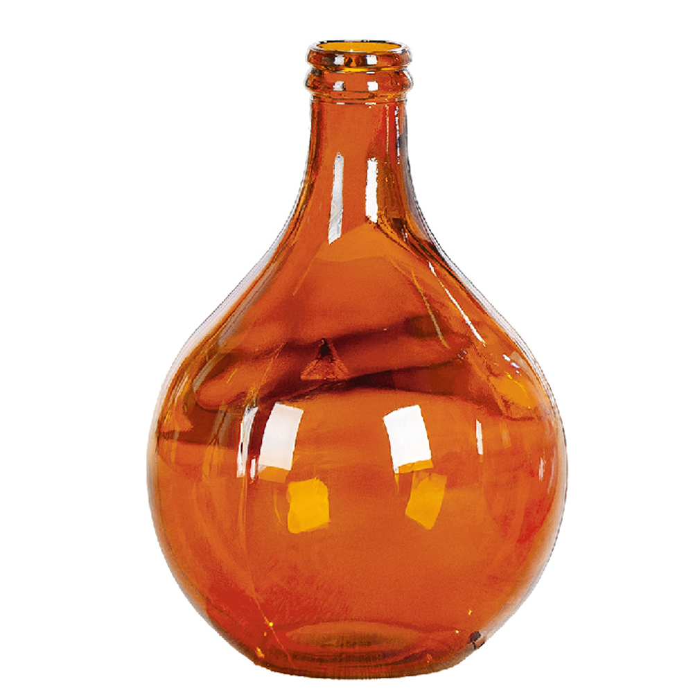 Belmora Glass Round Vase In Shiny Orange